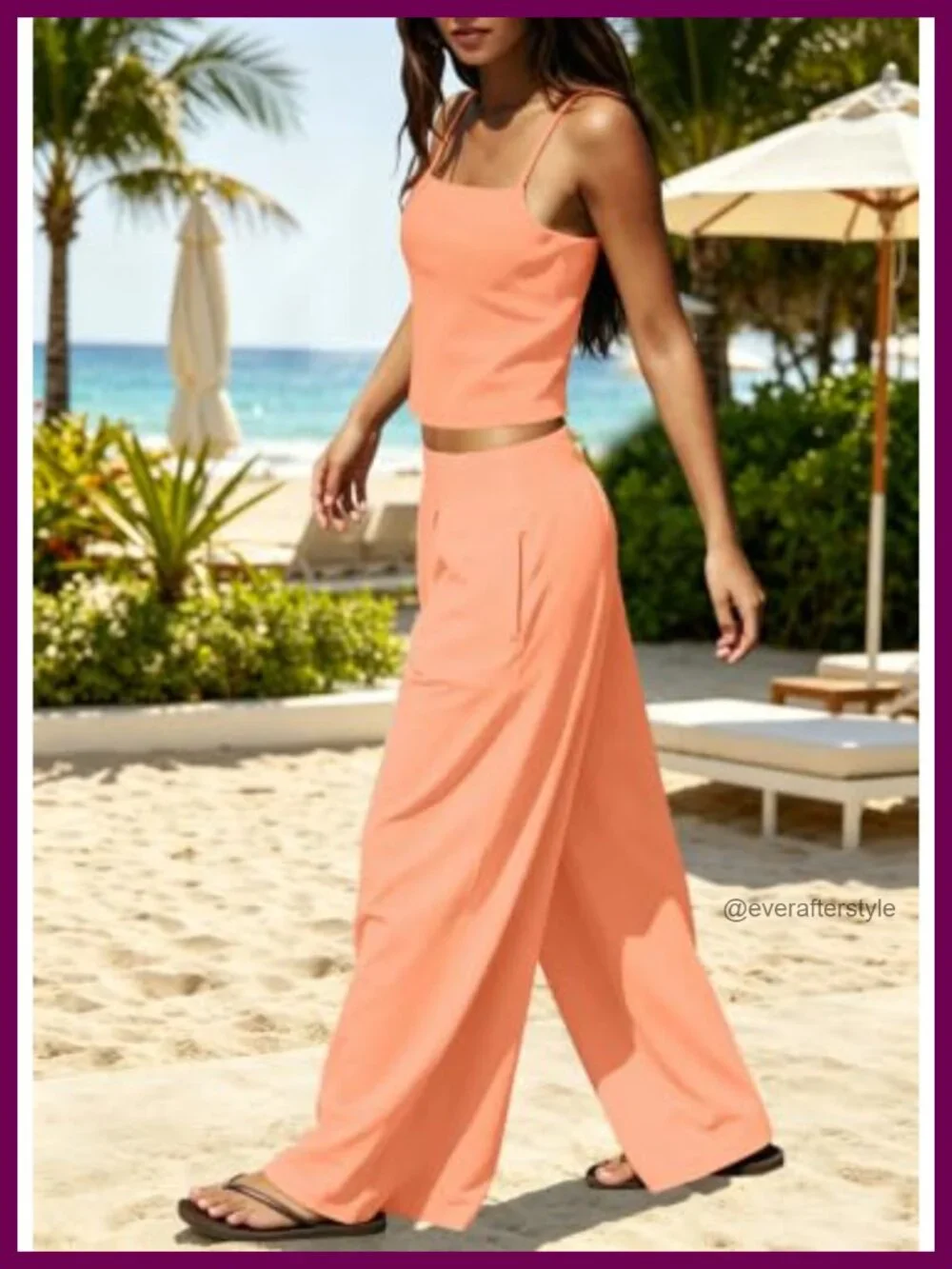 Women's Lounge Set with Built-In Bra Tank and Wide Leg Pants